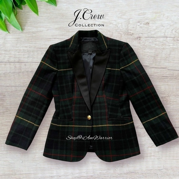 J.Crew Collection satin lapel Campbell tartan plaid wool blazer *shop@iamwarrior - Picture 7 of 13